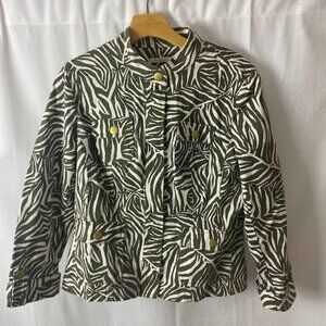 Jones New York Green Zebra Animal Print Jacket Women's‎ Petite XL